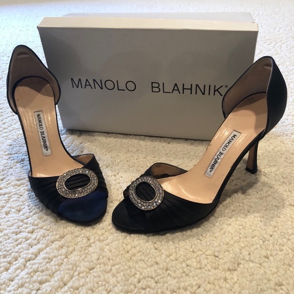 MANOLO Blahnik Black Dress Shoes Size 8 - Picture 1 of 8